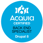 Badge de certification Acquia Drupal 8 Back End Specialist